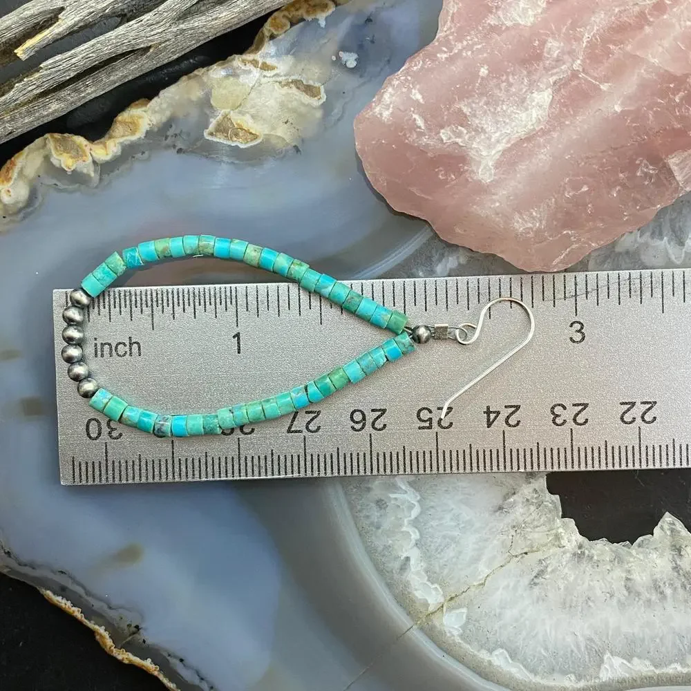 Sterling Turquoise Beads and Navajo Pearl Beads Hoop Earrings For Women - Picture 10 of 10